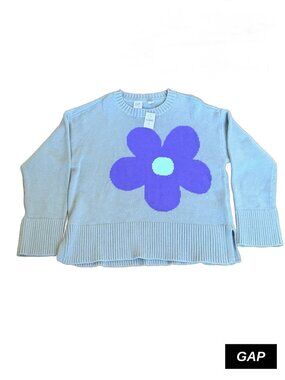 GAP Kids Girls Flower Intarsia Crewneck Sweater NWT